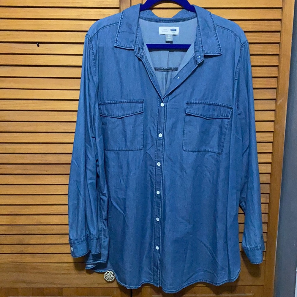 Old Navy Faux Denim Blue Top Plus Size 3X